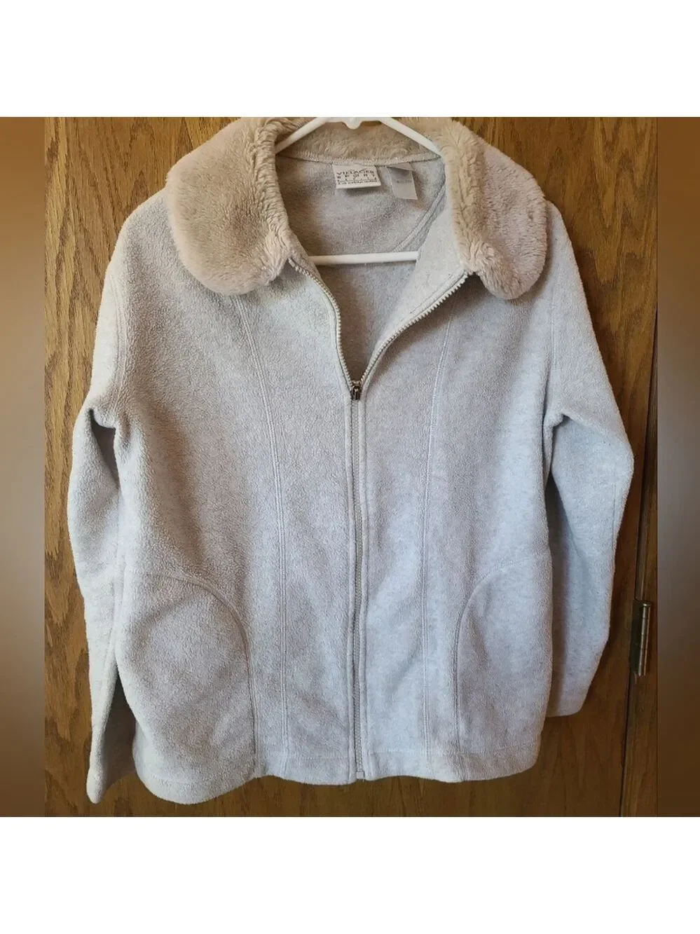 Villager Sport Ivory Fleece Jacket Faux Collar S - Picture 5 of 5